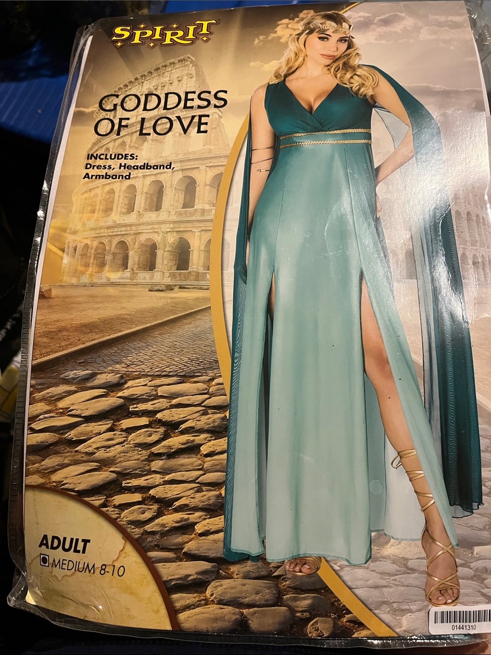 Spirit Teal Goddess of Love Maxi Dress with Headband, Armband & Sandals